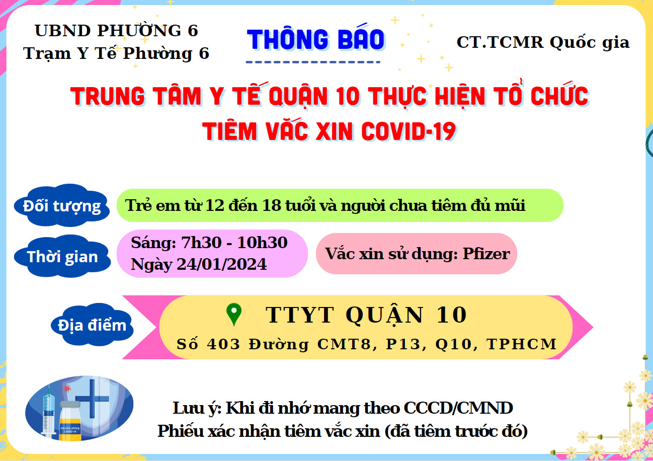 Image: LỊCH TIÊM VẮC XIN COVID-19 NGÀY 24/01/2024