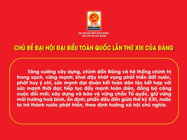 Image: TOÀN ĐẢNG, TOÀN DÂN, TOÀN QUÂN PHẤN ĐẤU SỚM ĐƯA NGHỊ QUYẾT ĐẠI HỘI ĐẠI BIỂU TOÀN QUỐC LẦN THỨ XIII CỦA ĐẢNG THÀNH HIỆN THỰC CUỘC SỐNG